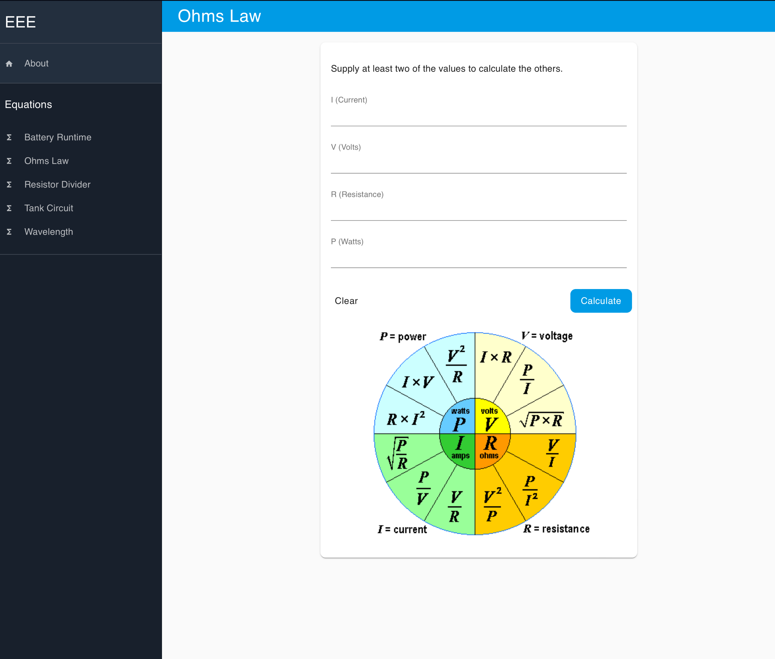 Engineering Equations WebApp